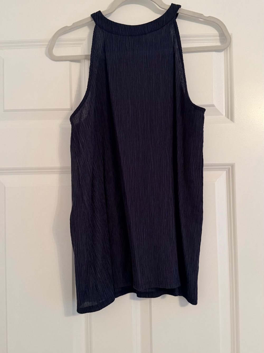 LOFT Navy Pleated Halter Tank